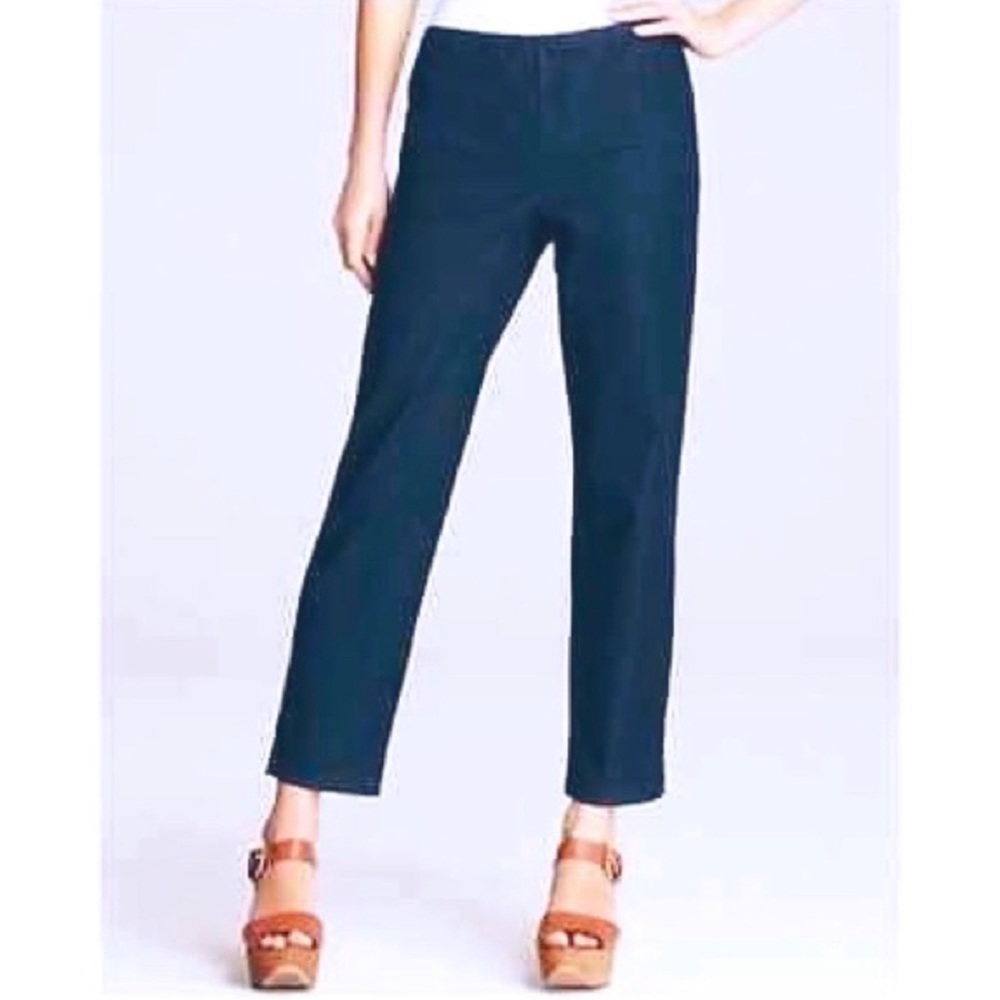 Eileen Fisher Dark Wash Chambray Elastic Waist Pull On Slim
Pants Size S